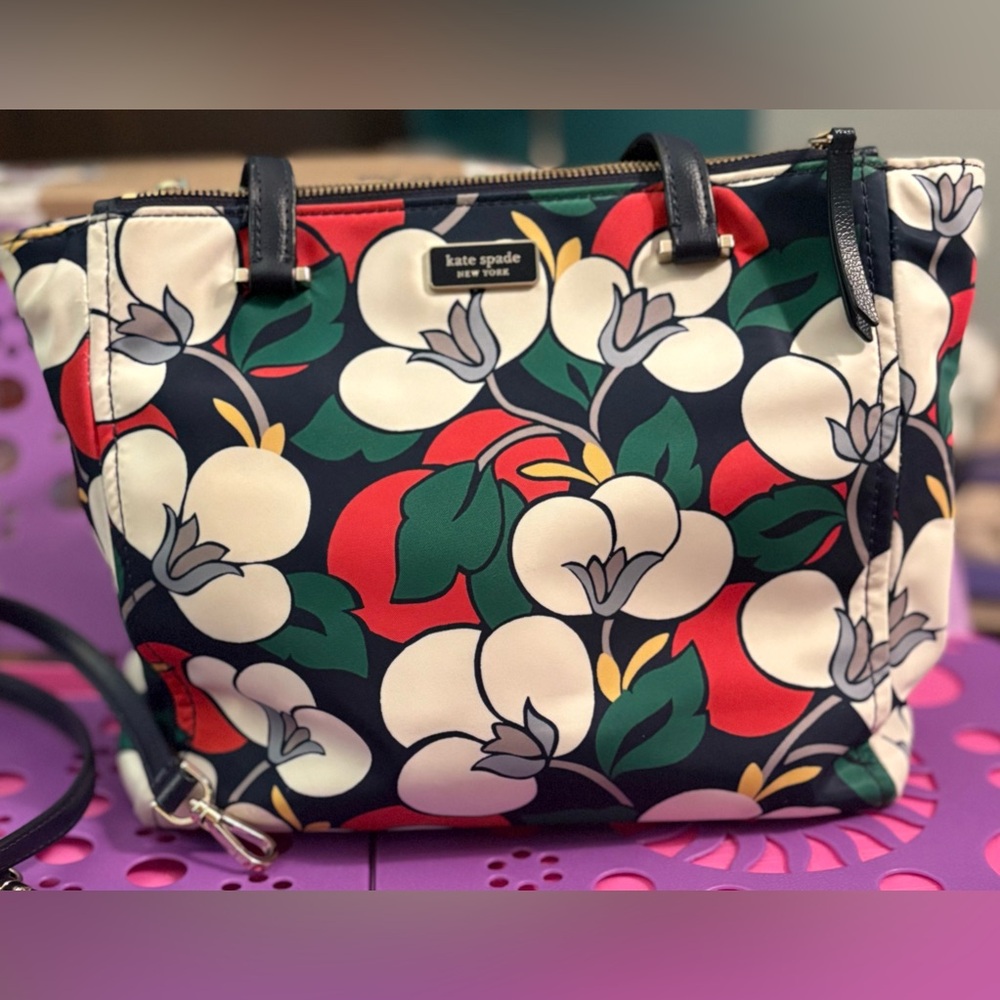 Kate Spade Dawn Breezy Floral Satchel Shoulder Bag Organizer Convertible Crossbo